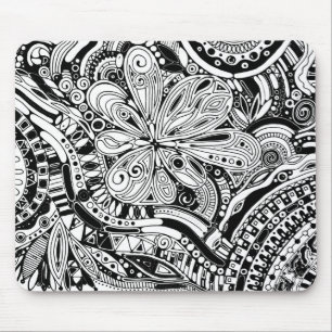 Alfombrilla De Ratón Arte Geométrico Negro Y Blanco 15