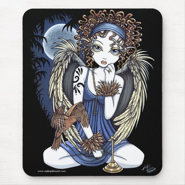 Alfombrilla De Ratón Arte gótico Mousepad del ángel del pájaro del (Frente)