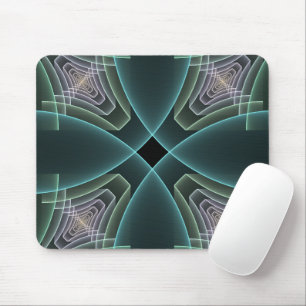 Alfombrilla De Ratón Arte gráfico geométrico fractal teal moderno