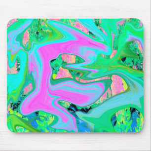Alfombrilla De Ratón Arte líquido rosa y azul claro retro en Hydrangea