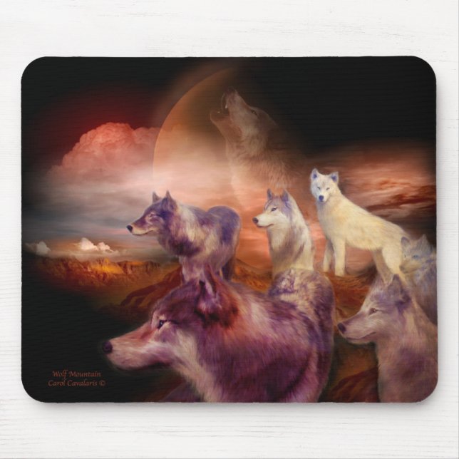 Alfombrilla De Ratón Arte Mousepad de la montaña del lobo (Frente)