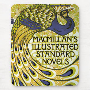 Alfombrilla De Ratón Arte Nouveau antiguo, pluma de pavo real de Macmil