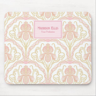 Alfombrilla De Ratón Arte Nouveau Floral Rosa Negocio Femenino