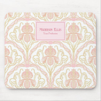 Alfombrilla De Ratón Arte Nouveau Floral Rosa Negocio Femenino