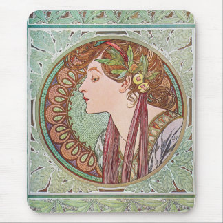 Alfombrilla De Ratón Arte Nouveau Mousepad del laurel de Alfonso Mucha