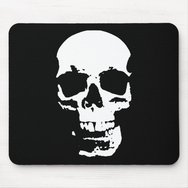 Alfombrilla De Ratón Arte pop blanco y negro Skull estilo Guay (Frente)