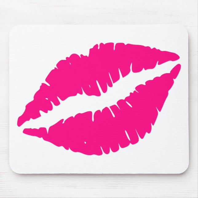 Alfombrilla De Ratón Arte pop de beso con lápiz labial rosa (Frente)