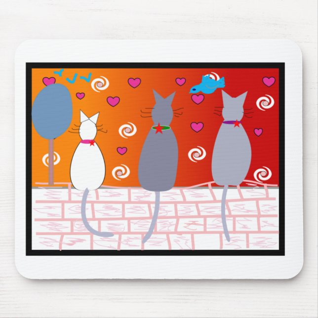 Alfombrilla De Ratón Arte pop del gato (Frente)