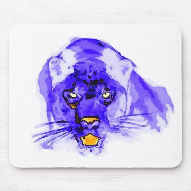 Alfombrilla De Ratón Arte pop digital azul Jaguar (Frente)