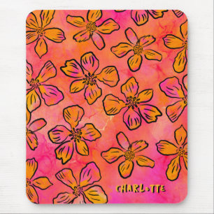 Alfombrilla De Ratón Arte Pop Floral Rosa Personalizado