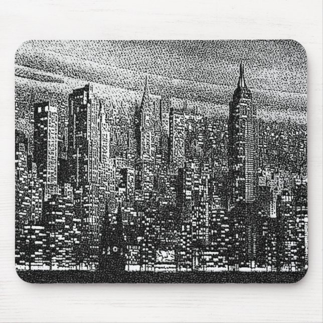 Alfombrilla De Ratón Arte pop retro Nueva York blanco negro (Frente)