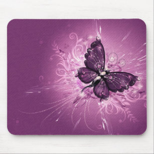 Alfombrilla De Ratón arte púrpura del vector de la mariposa