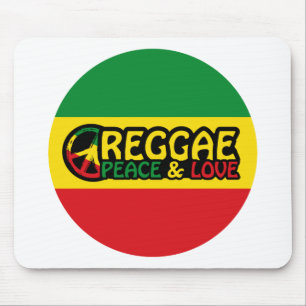 Alfombrilla De Ratón Arte reggae con palabras positivas Paz y Amor