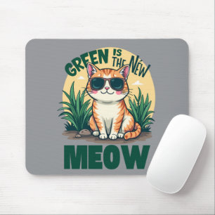 Alfombrilla De Ratón Arte Retro de Naturaleza de Gato Genial "Verde es