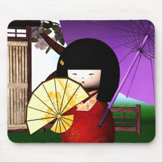 Alfombrilla De Ratón Arte rojo de la muñeca de Kokeshi