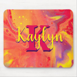 Alfombrilla De Ratón Arte salvaje de flujo acrílico púrpura rojo