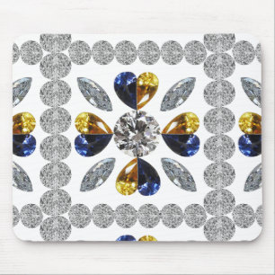 Alfombrilla De Ratón Arte único de diamantes, azul amarillo en el coraz