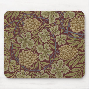 Alfombrilla De Ratón Arte Verde Rojo de Uva de William Morris