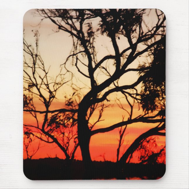 Alfombrilla De Ratón Arte viviente: Sunset Nature Silhouette Mousepad (Frente)