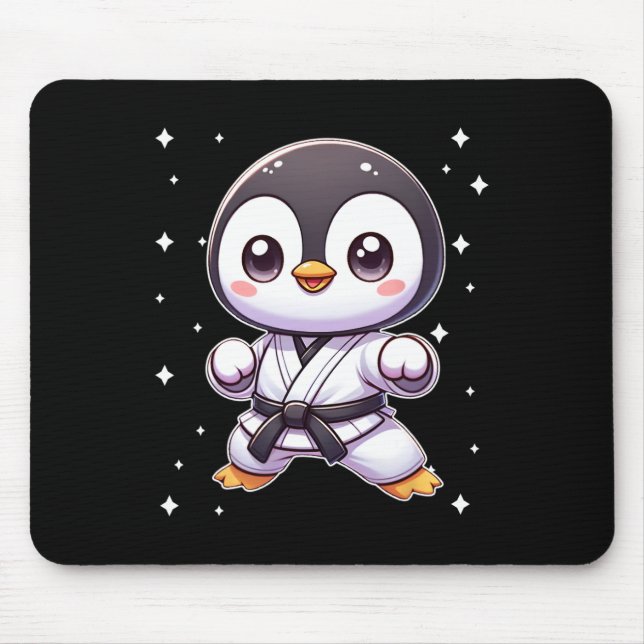 Alfombrilla De Ratón Artes marciales pingüinas de Kawaii Karate 1 (Frente)