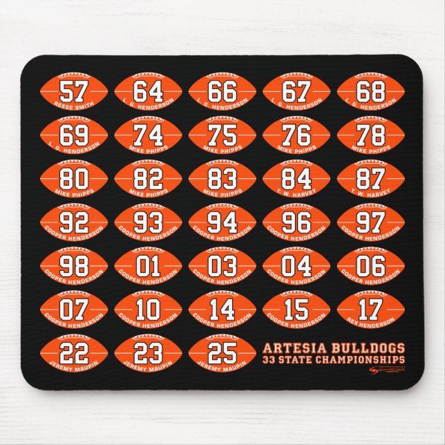 Alfombrilla De Ratón Artesia Bulldogs Football State Champs Mousepad (Frente)