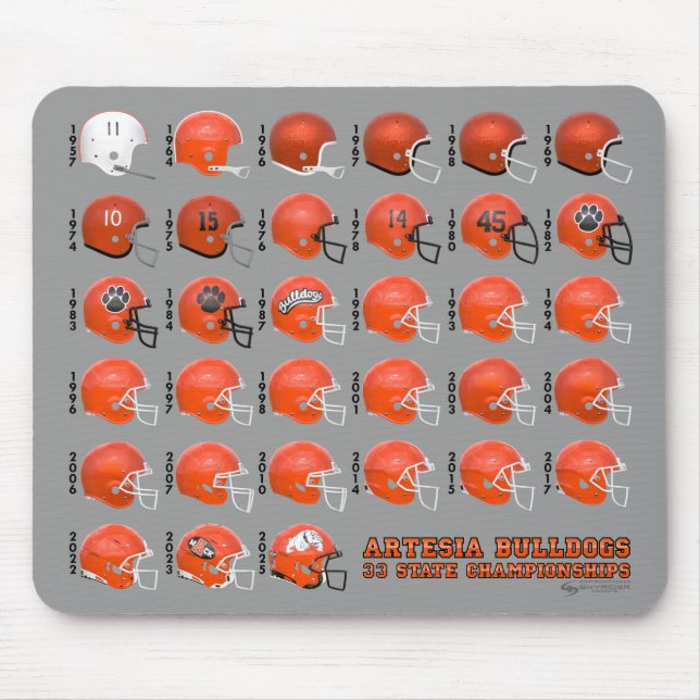 Alfombrilla De Ratón Artesia Bulldogs State Champs Helmet Mousepad (Frente)