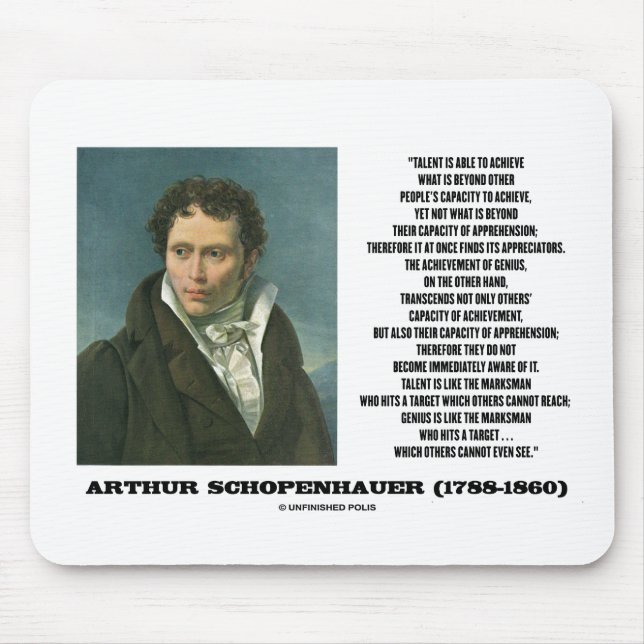 Alfombrilla De Ratón Arthur Schopenhauer Talent versus Genius Cita (Frente)