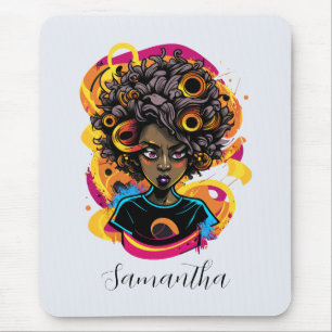 Alfombrilla De Ratón Artista Afro Woman