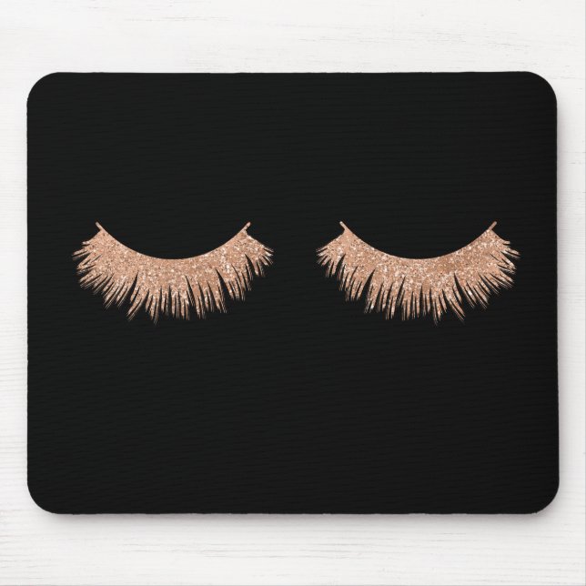 Alfombrilla De Ratón Artista de maquillaje de pestañas estilo negro (Frente)