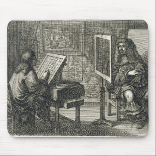 Alfombrilla De Ratón Artista que pinta un retrato sobre una rejilla