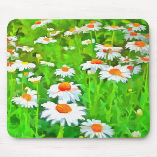Alfombrilla De Ratón Artistic Bright Colorful White Garden Daisies v1b.