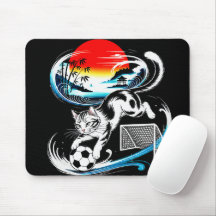 Artistic Japanese Soccer Cat for gaming, office