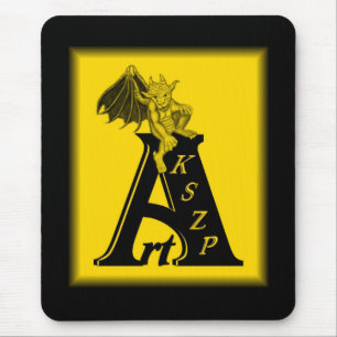 Alfombrilla De Ratón ArtKSZP Logo mit kleinem Golem schwarz gelb diseño