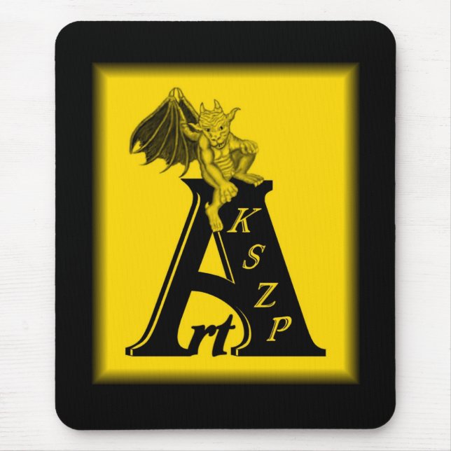 Alfombrilla De Ratón ArtKSZP Logo mit kleinem Golem schwarz gelb diseño (Frente)
