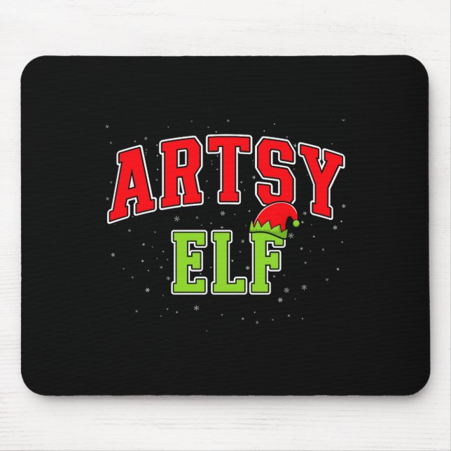Alfombrilla De Ratón Artsy Elf Christmas Family Matching Group Xmas Act (Frente)