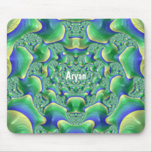 Alfombrilla De Ratón ARYAN ~ Zany Green, Yellow and Blue Mouse Pad
