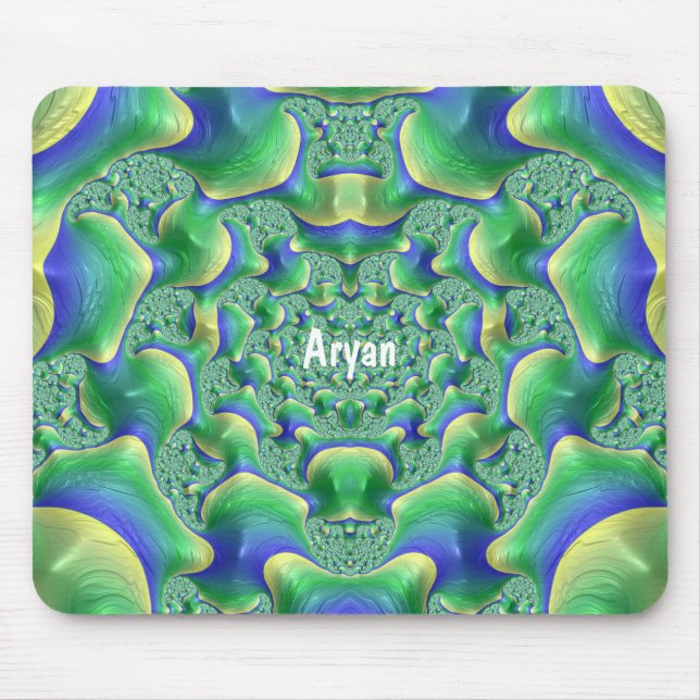 Alfombrilla De Ratón ARYAN ~ Zany Green, Yellow and Blue Mouse Pad (Frente)