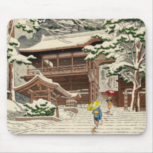 Alfombrilla De Ratón Asano Takeji Nieve en el santuario Yuki shin hanga