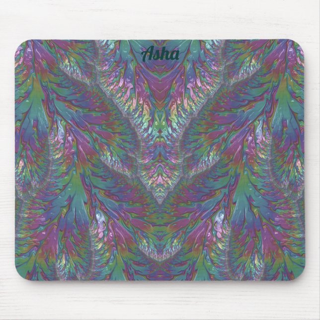 Alfombrilla De Ratón ASHA ~ Zany Shades Aqua Plata rosa verde (Frente)