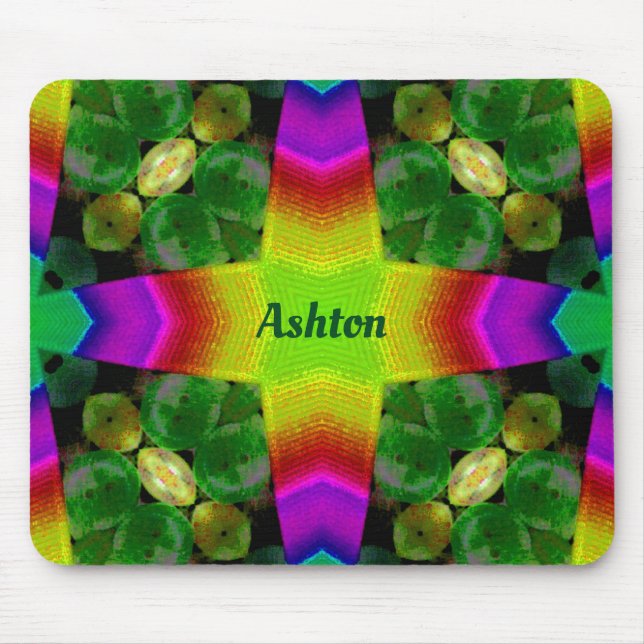 Alfombrilla De Ratón ASHTON ~ Patrón de fluororo brillante personalizad (Frente)