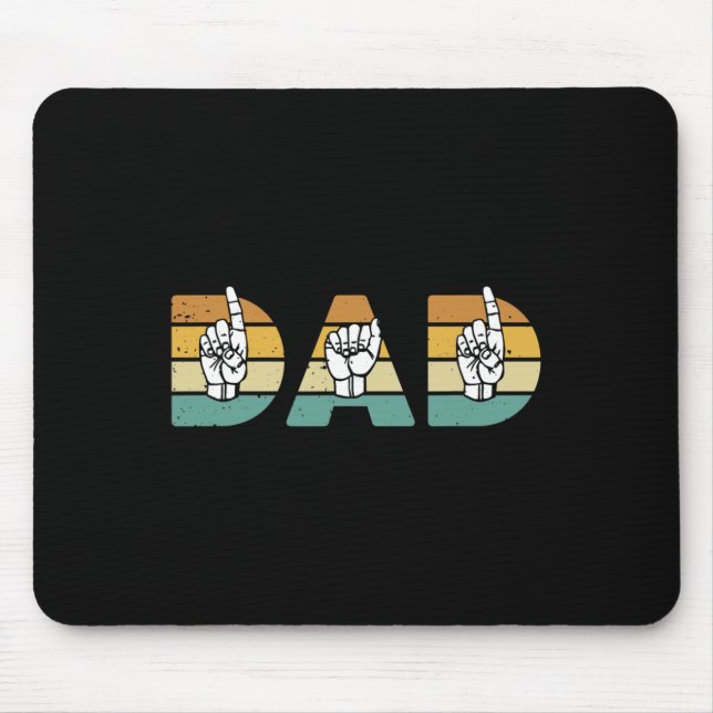 Alfombrilla De Ratón ASL Dad American Rótulo Language Deaf Awareness Su (Frente)