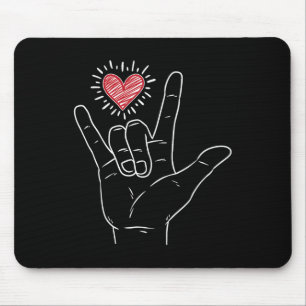 Alfombrilla De Ratón Asl Heart I Love You Hand Rótulo Language Valentin