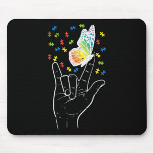 Alfombrilla De Ratón Asl Love Rótulo Butterfly Puzzle Autism Awareness