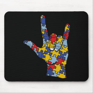Alfombrilla De Ratón ASL Love Rótulo Language Hand Autism Awareness Sup