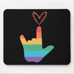 Alfombrilla De Ratón ASL Rainbow Love Symbol Deaf