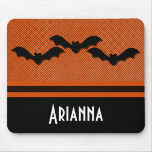 Alfombrilla De Ratón Asombroso Bats Halloween Mousepad, Naranja