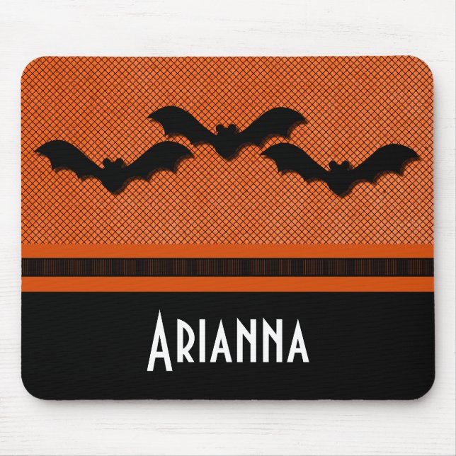 Alfombrilla De Ratón Asombroso Bats Halloween Mousepad, Naranja (Frente)