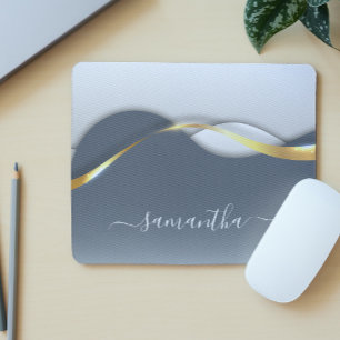 Alfombrilla De Ratón Aspecto 3D metalizado Caligrafía Ola de Monograma 