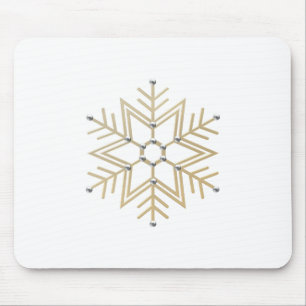 Alfombrilla De Ratón Aspecto de 2-Silver y Gold Snowflake 3-D
