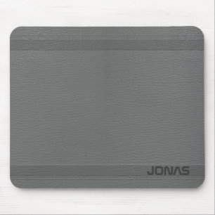 Alfombrilla De Ratón Aspecto de cuero gris monogramado